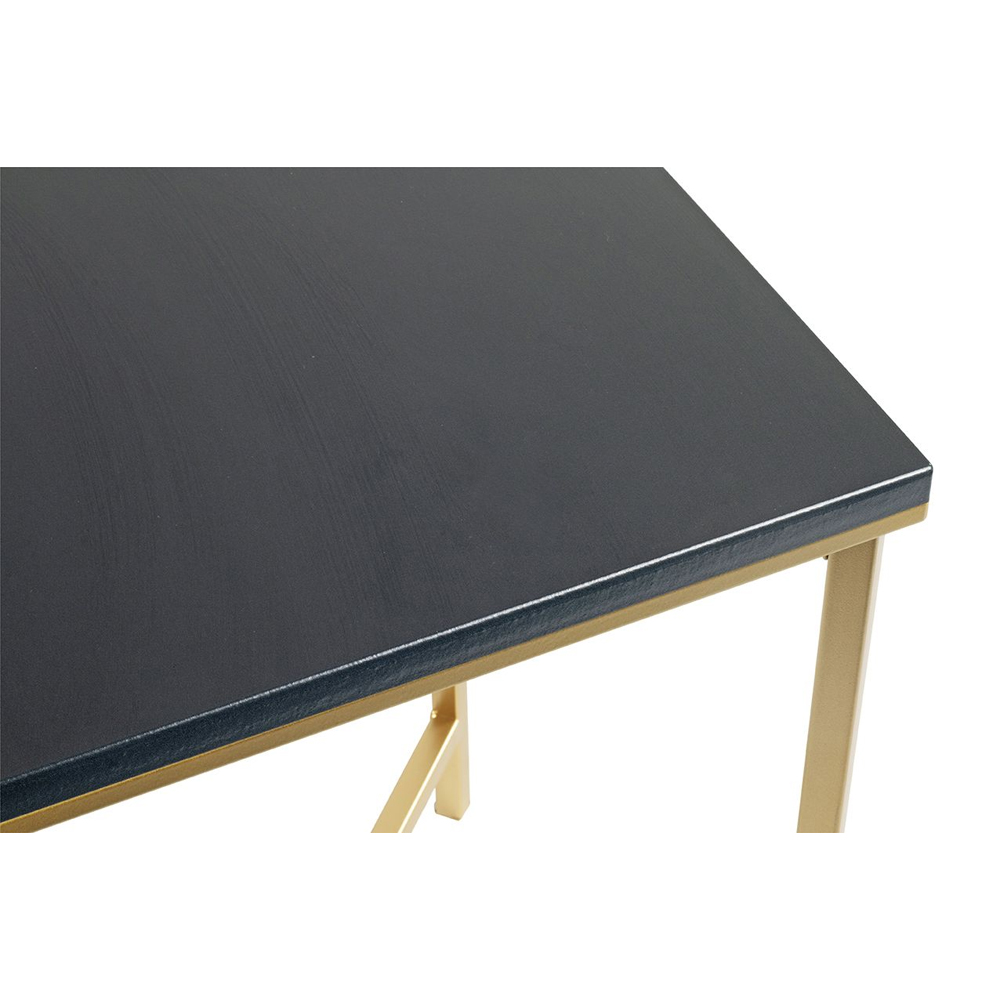 Almancil Square Anthracite Wooden Top Side Table with Tubular Steel Gold Base
