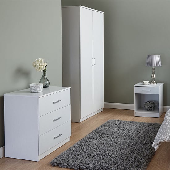 Probus Wooden 3Pc Bedroom Furniture Set In White