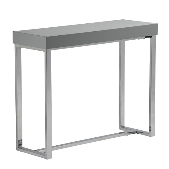 Almara Console Table In Grey High Gloss With Chrome Frame Furniture