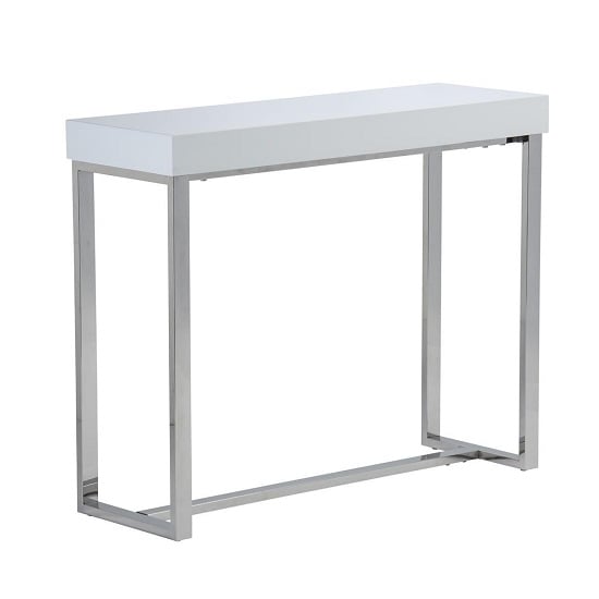 Almara Console Table In White High Gloss With Chrome Frame Furniture in Fashion