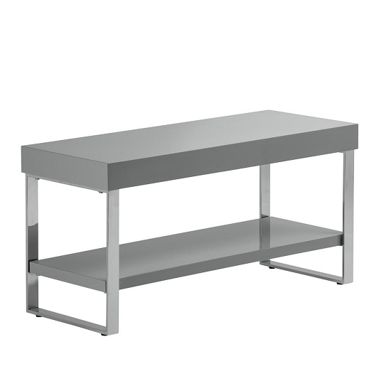 Almara TV Stand In Grey High Gloss With Chrome Frame Furniture in Fashion