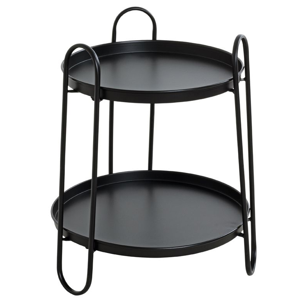 Almaty Metal End Table With 2 Shelves In Black