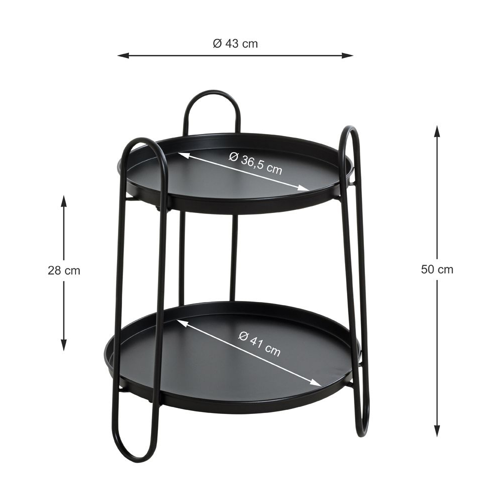 Almaty Metal End Table With 2 Shelves In Black