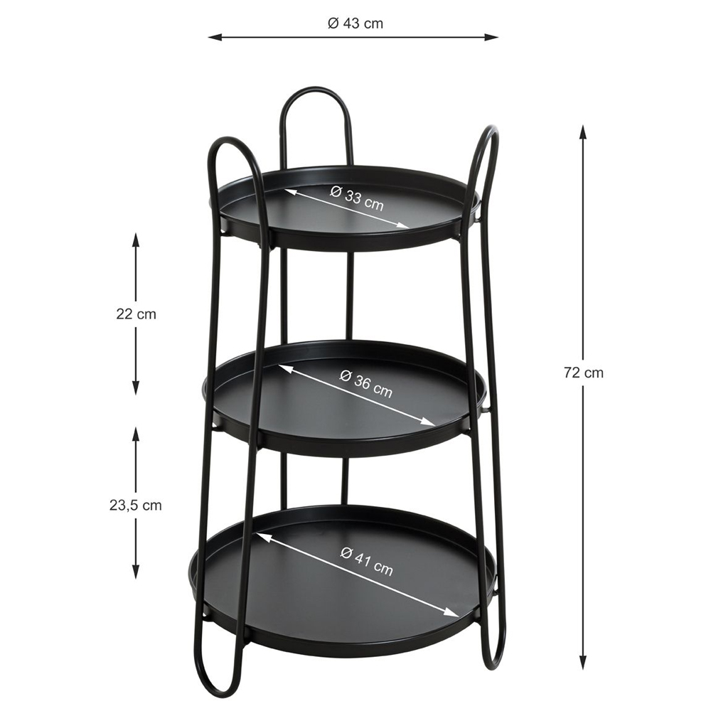 Almaty Metal End Table With 3 Shelves In Black