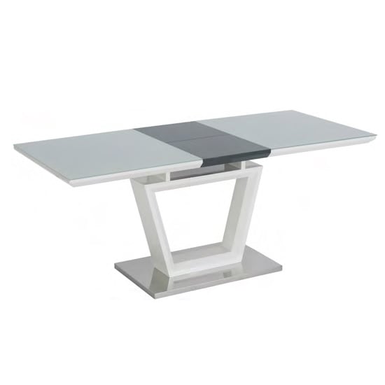 Photo of Atmiro glass extending dining table in white and grey gloss