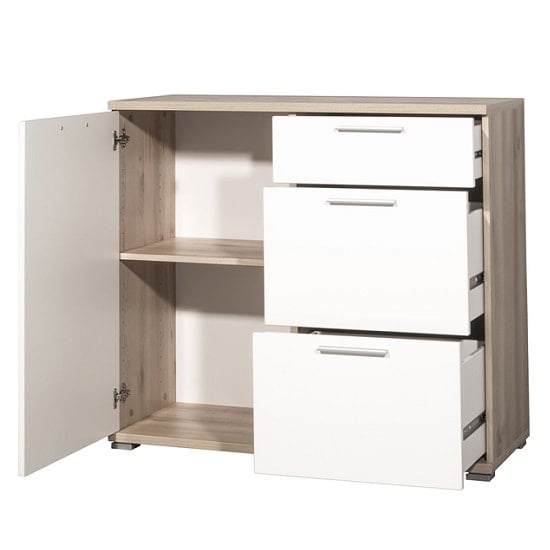 Almera Chest Of Drawers In Noble Beech And White High Gloss