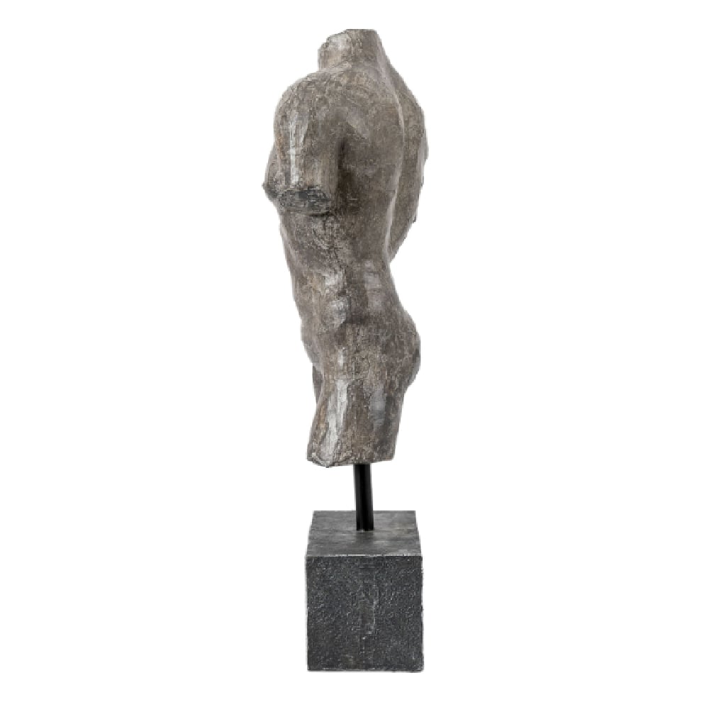 Almont Polyresin Male Sculpture With Black Stone Base In Grey