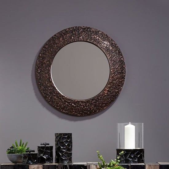 Almory Round Wall Bedroom Mirror In Copper Frame_1