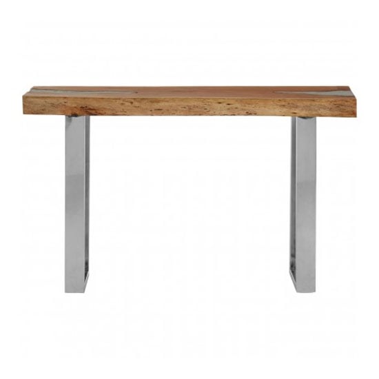 Photo of Almory wooden console table in natural and silver