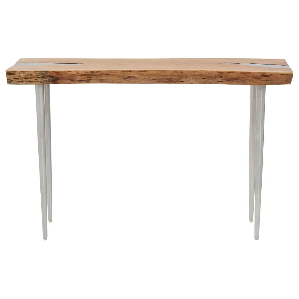Almory Wooden Console Table In Natural And Silver