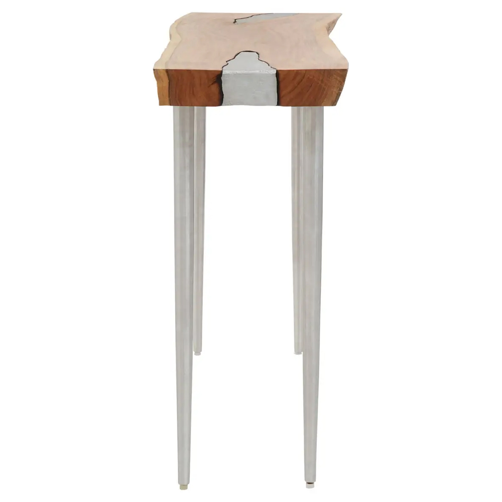 Almory Wooden Console Table In Natural And Silver
