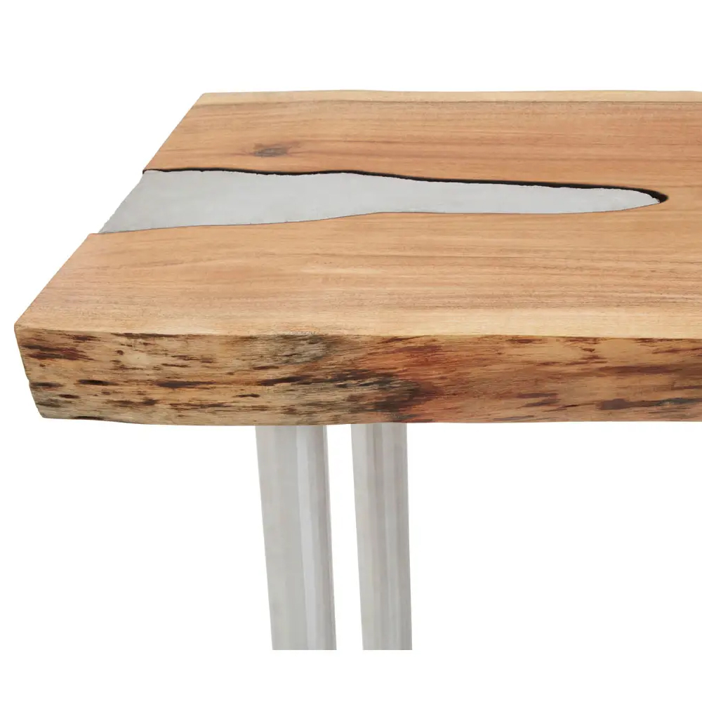 Almory Wooden Console Table In Natural And Silver