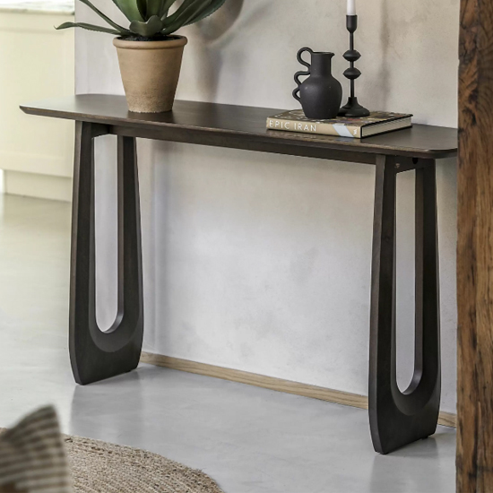 Alofi Wooden Rectangular Console Table In Walnut