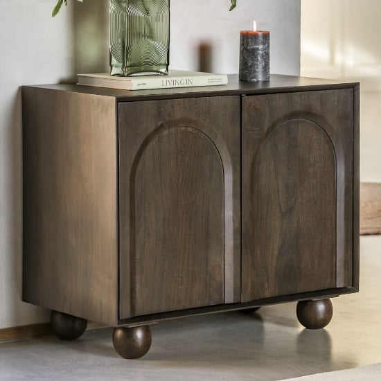 Product photograph of Alofi Mango Wood Sideboard With 2 Doors In Walnut from Furniture in Fashion