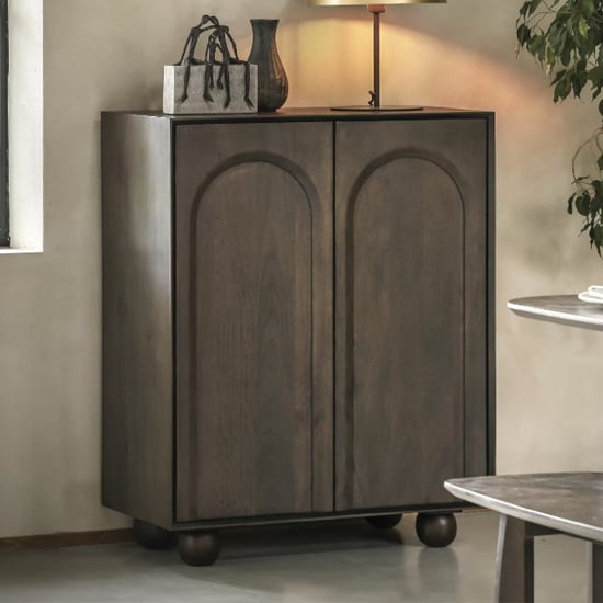 Alofi Mango Wood Storage Cabinet With 2 Doors In Walnut