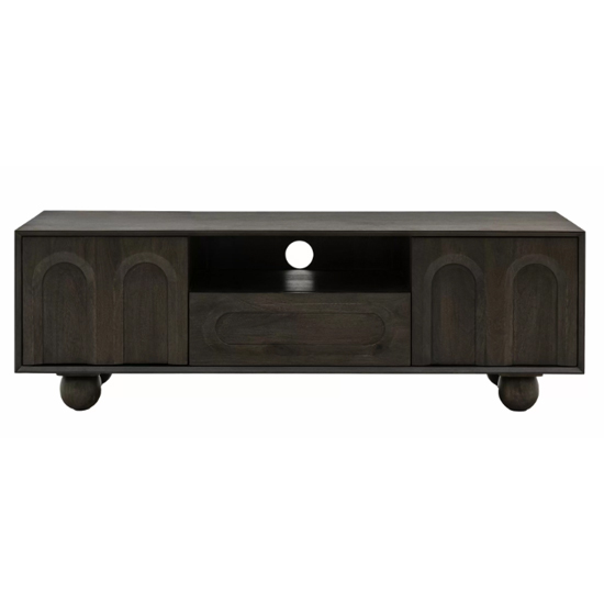 Alofi Mango Wood TV Stand With 2 Doors 1 Drawer In Walnut