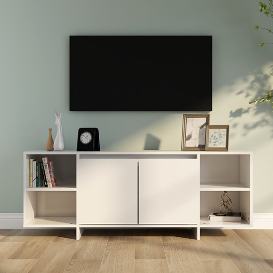 Read more about Aloha high gloss tv stand with 2 doors in white