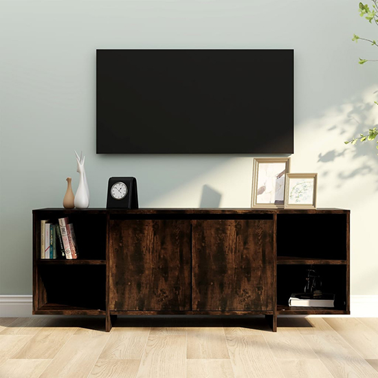 Aloha Wooden TV Stand With 2 Doors In Smoked Oak_1