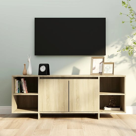 Aloha Wooden TV Stand With 2 Doors In Sonoma Oak Furniture in Fashion