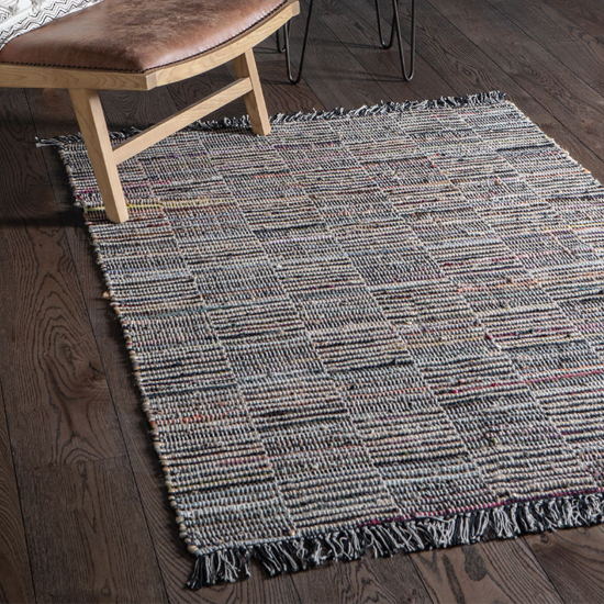 Product photograph of Alonza Leather And Cotton Rug In Multicolored from Furniture in Fashion