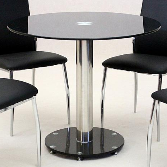Read more about Aeres round black glass dining table with chrome base