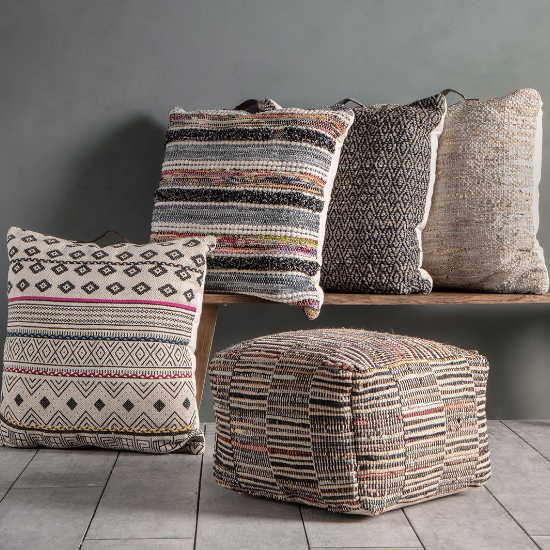 Alonza Square Fabric Pouffe In Multicolored_3