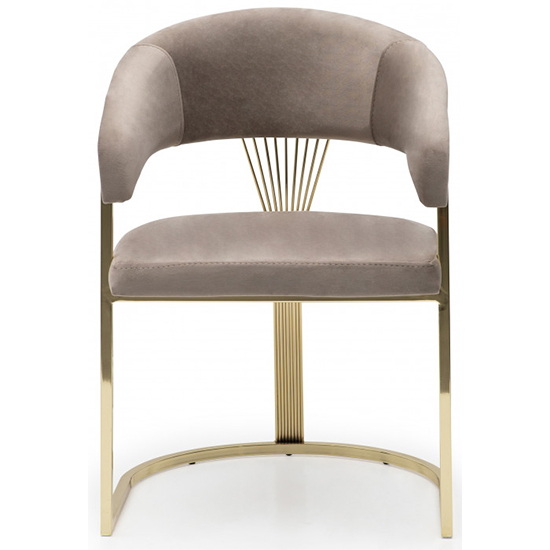 Alora Beige Velvet Dining Chairs With Gold Frame In Pair FiF