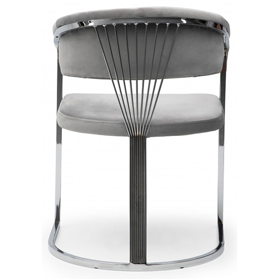 Alora Light Grey Velvet Dining Chairs With Chrome Frame In Pair_5