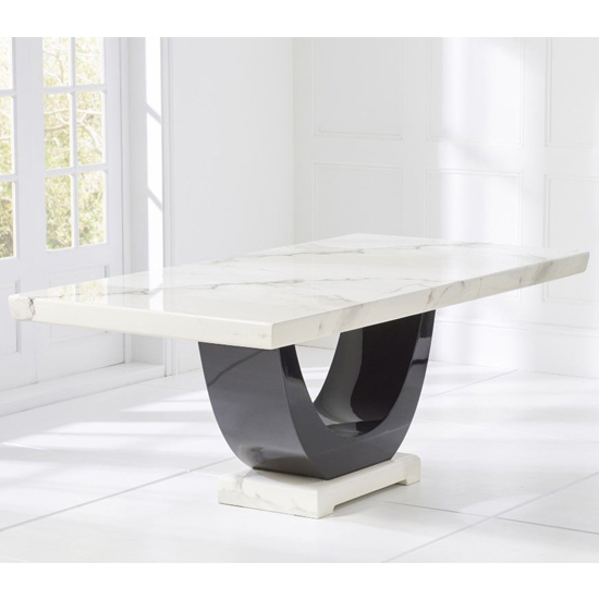Aloya 170cm High Gloss Marble Dining Table In White And Black_2