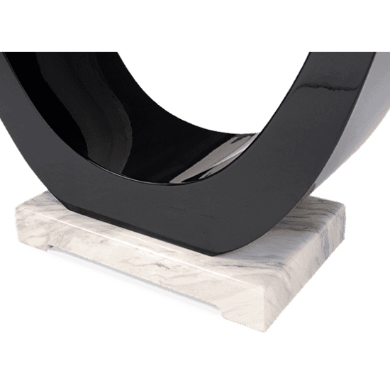 Aloya 170cm High Gloss Marble Dining Table In Cream And Black_4