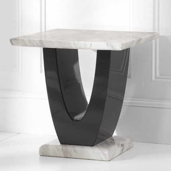 Aloya High Gloss Marble Lamp Table In Cream And Black_2