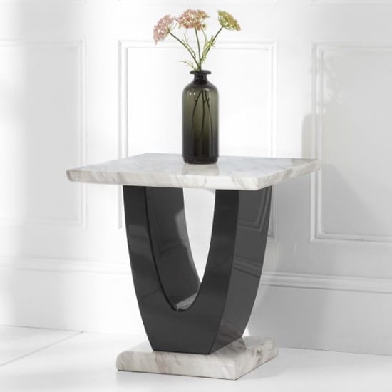 Aloya High Gloss Marble Lamp Table In Cream And Black_1