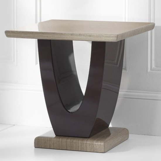 Aloya High Gloss Marble Lamp Table In Light And Dark Brown_2
