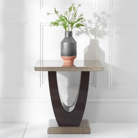 Aloya High Gloss Marble Lamp Table In Light And Dark Brown_1