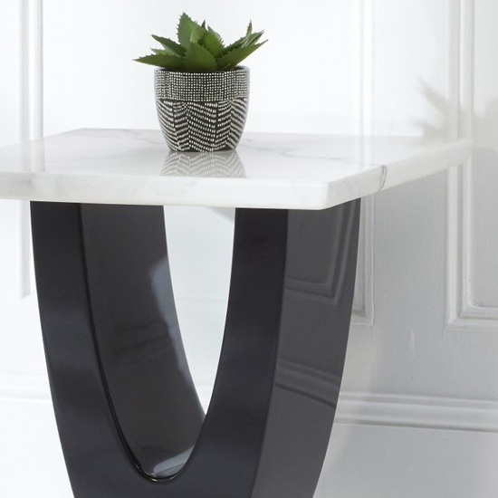Aloya High Gloss Marble Lamp Table In White And Black_3