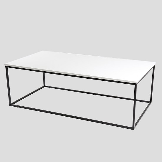 Alpen Coffee Table In White High Gloss With Black Metal Frame_2
