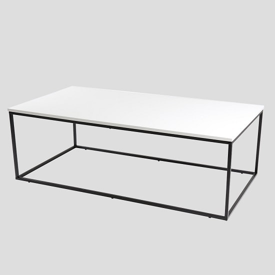 Alpen Coffee Table In White High Gloss With Black Metal Frame_2