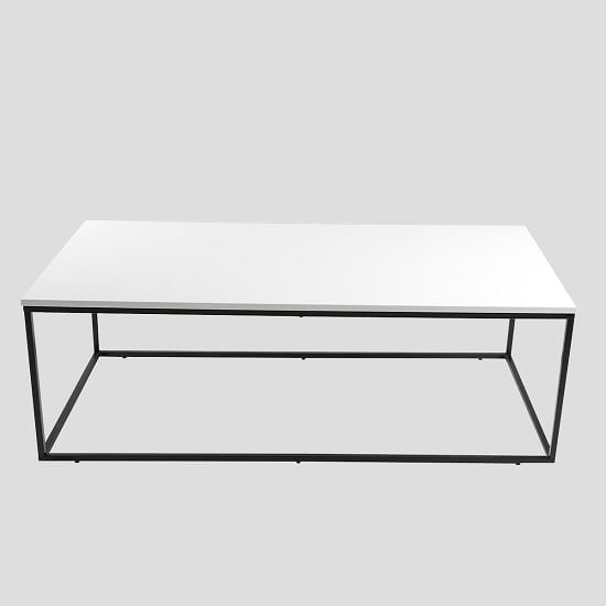 Alpen Coffee Table In White High Gloss With Black Metal Frame_3
