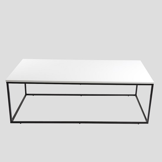 Alpen Coffee Table In White High Gloss With Black Metal Frame_3