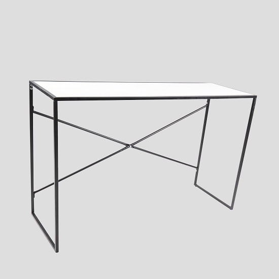 Alpen Console Table In White High Gloss With Black Metal Frame_1