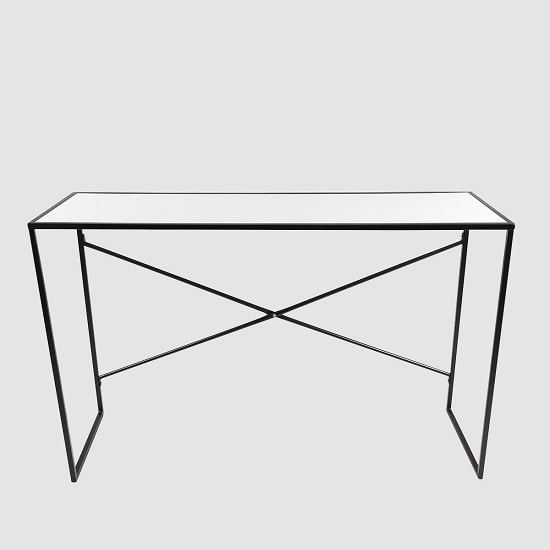 Alpen Console Table In White High Gloss With Black Metal Frame_2