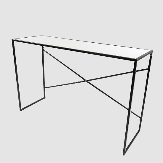 Alpen Console Table In White High Gloss With Black Metal Frame_3