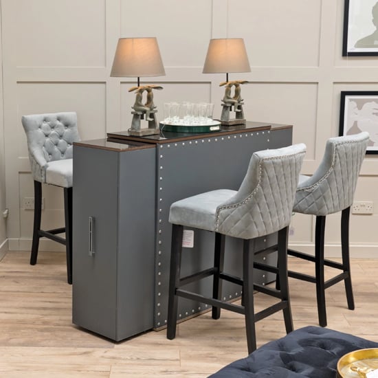 Photo of Alpena extending breakfast bar unit with 2 drawers in grey