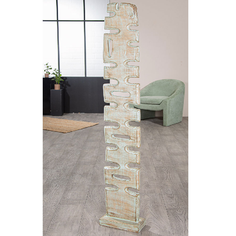 Alperton Large Mango Wood Organic Standing Sculpture in Blue and Natural