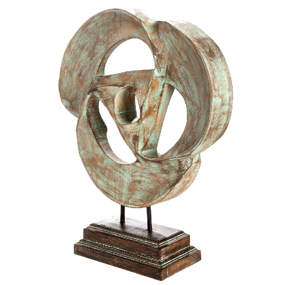 Alperton Large Mango Wood Sculpture in Blue and Natural