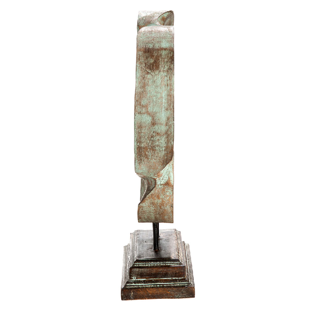 Alperton Large Mango Wood Sculpture in Blue and Natural