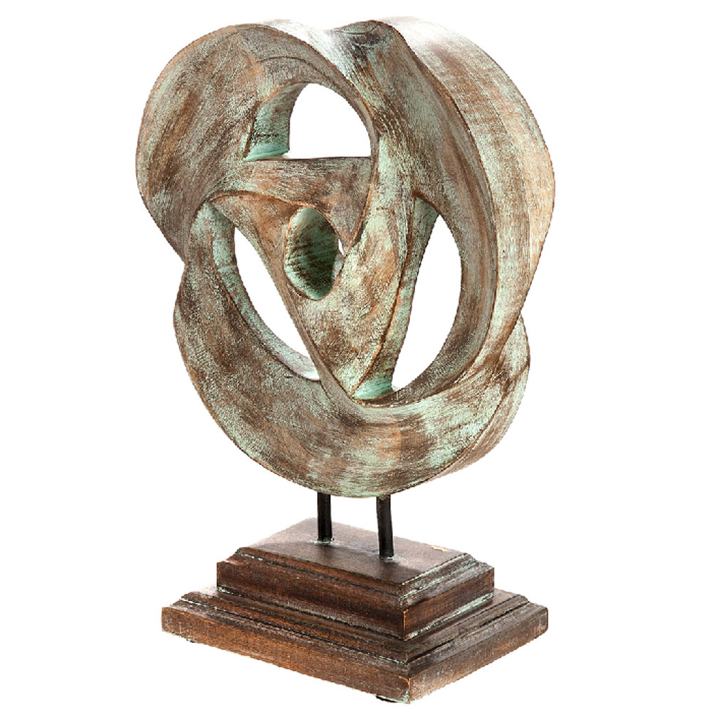 Alperton Small Mango Wood Sculpture in Blue and Natural