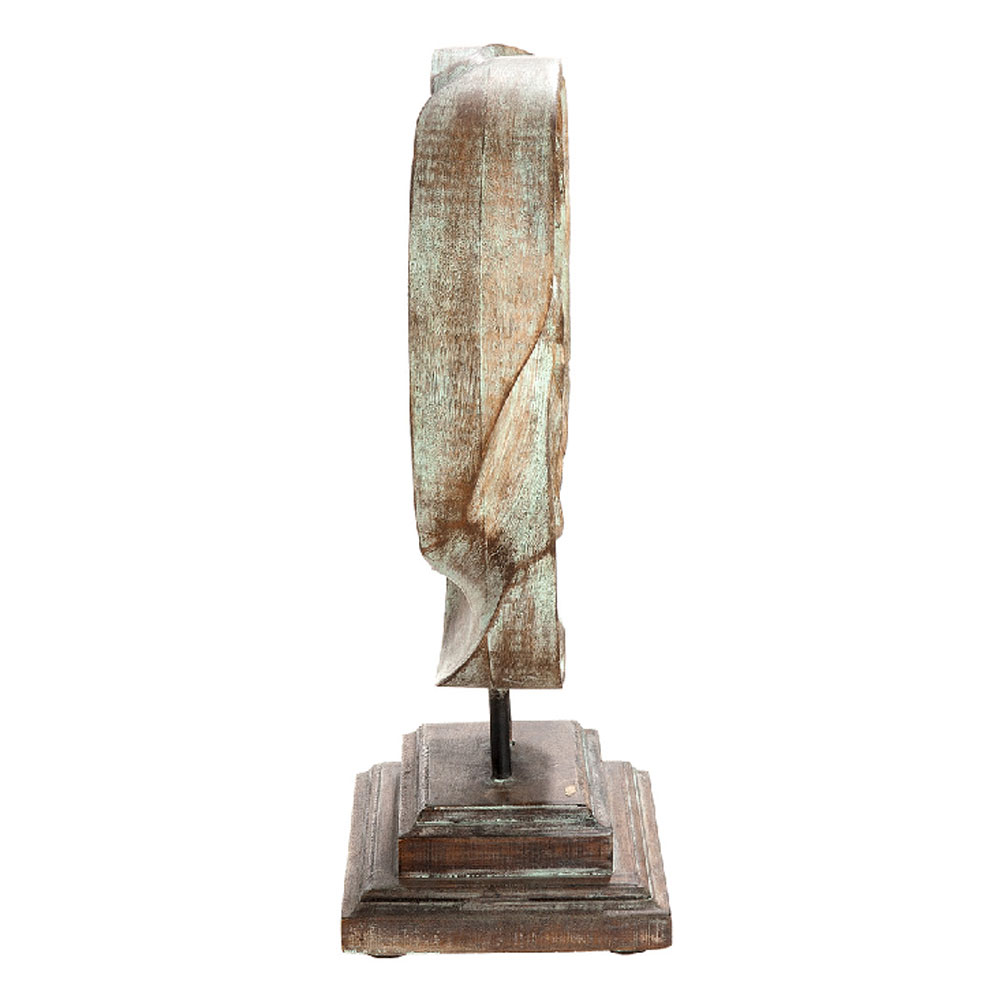 Alperton Small Mango Wood Sculpture in Blue and Natural