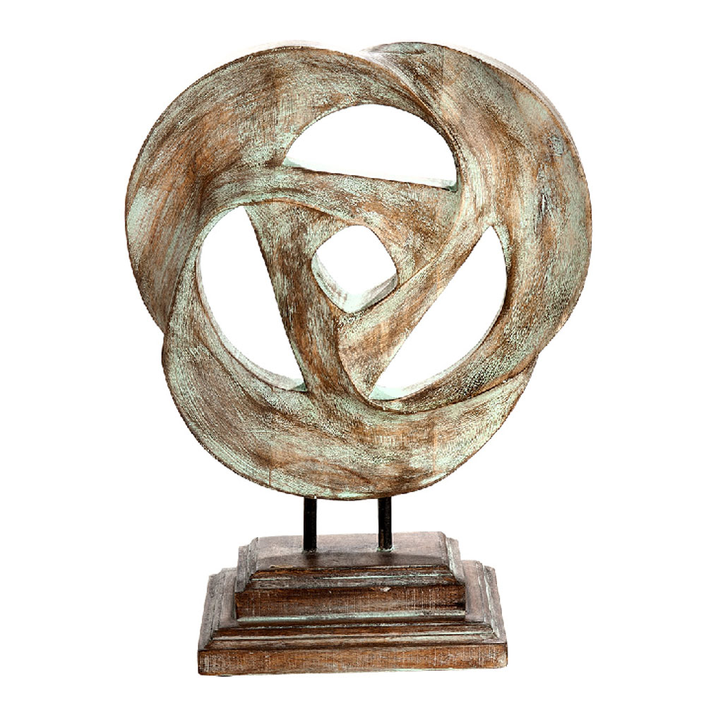 Alperton Small Mango Wood Sculpture in Blue and Natural