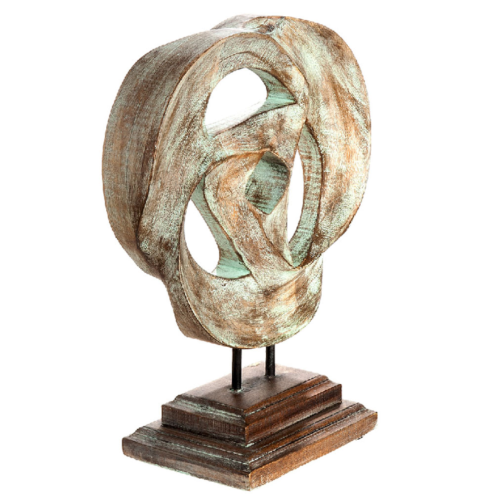 Alperton Small Mango Wood Sculpture in Blue and Natural